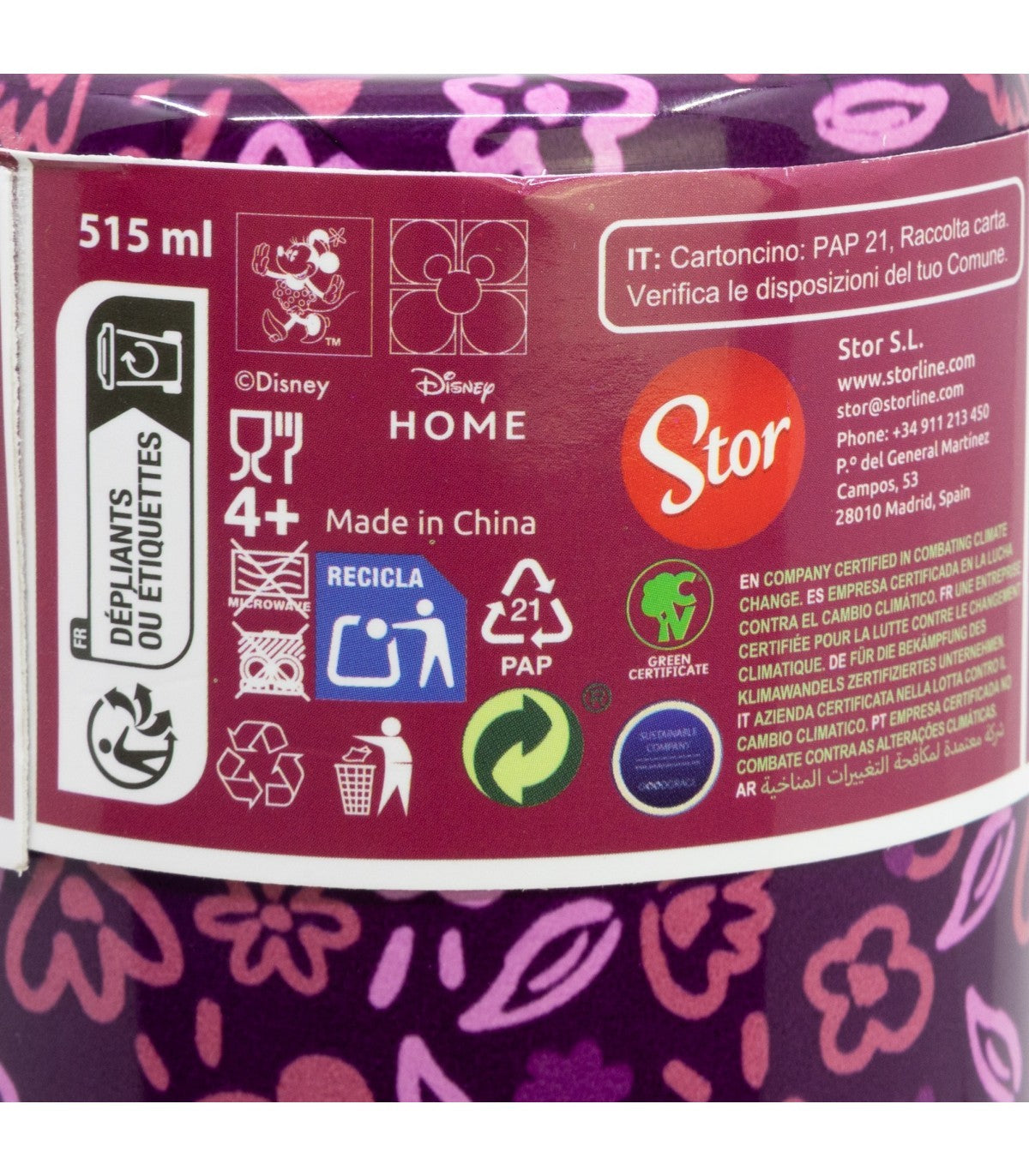 Disney Minnie Mouse Thermoflasche 515 ml aus Edelstahl doppelwandig für warme und kalte Getränke