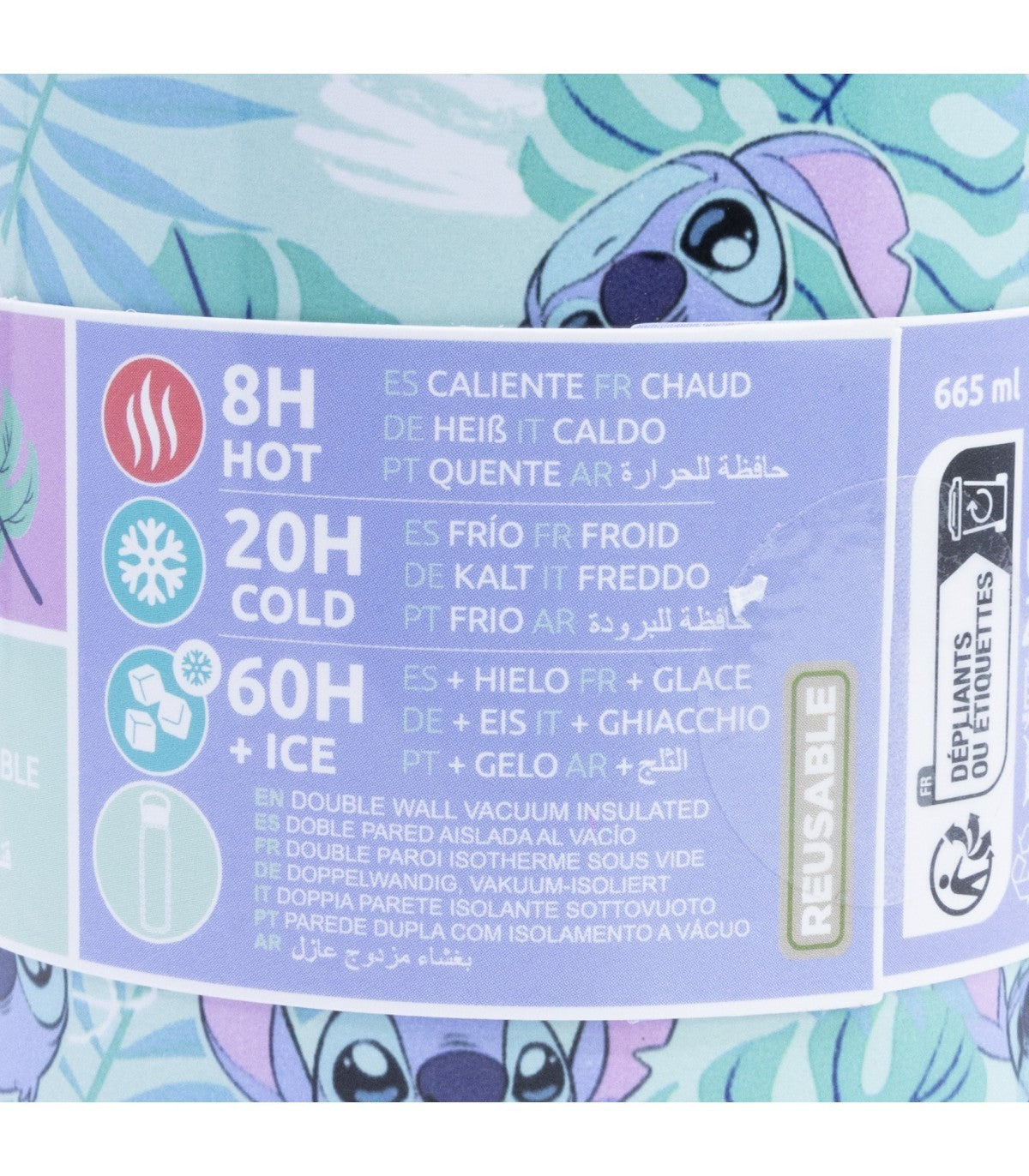 Disney Lilo & Stitch Thermoflasche 515 ml aus Edelstahl doppelwandig für warme und kalte Getränke