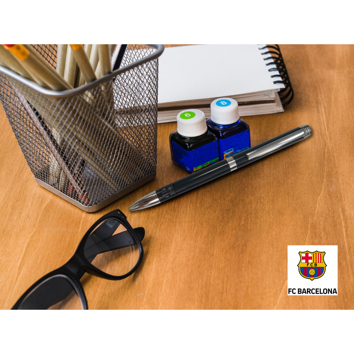 FC Barcelona Metallstift in Box 1 Stück Kugelschreiber Schwarz Geschenkstift 14 cm