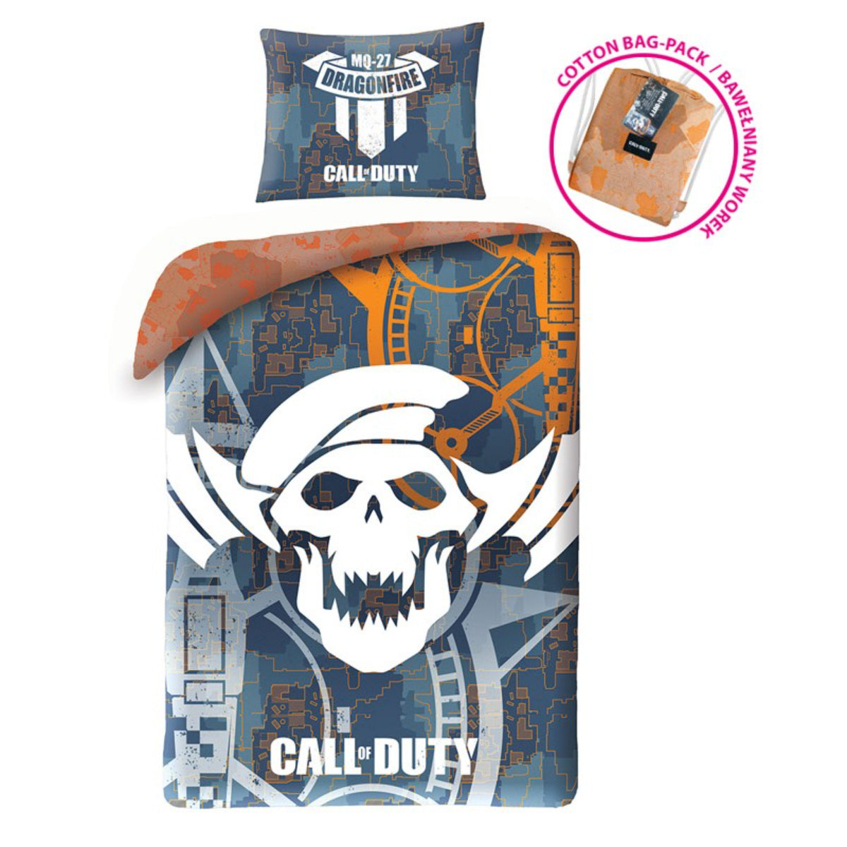 Call Of Duty Bettwäsche Set aus Baumwolle Bettdeckenbezug 140 × 200 cm mit 70 × 90 cm Kissenbezug