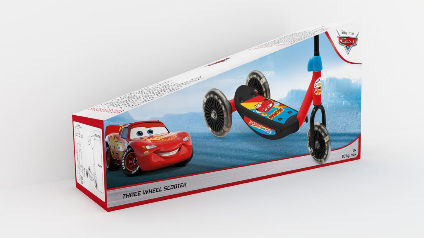 Disney Cars 3-Rad Baby Scooter, Verstellbar, Mit Rutschfester Plattform