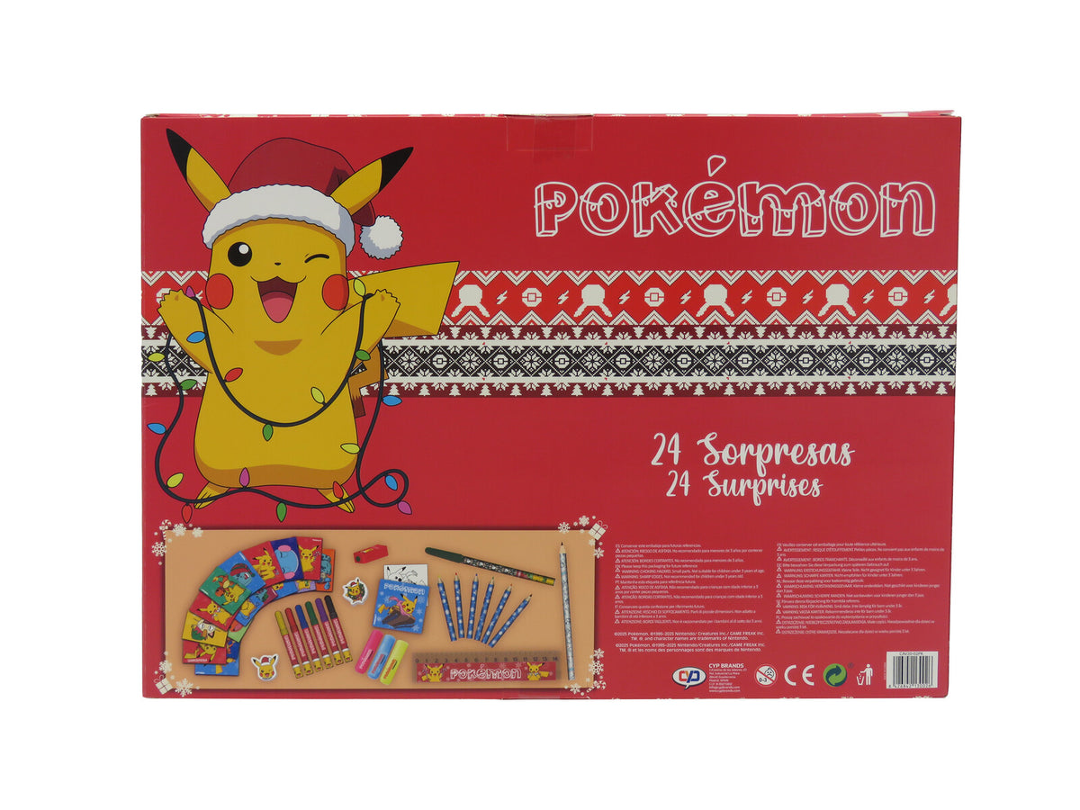 Pokemon Adventskalender mit Stickern Stempeln Armband und Malzubehör für Weihnachten