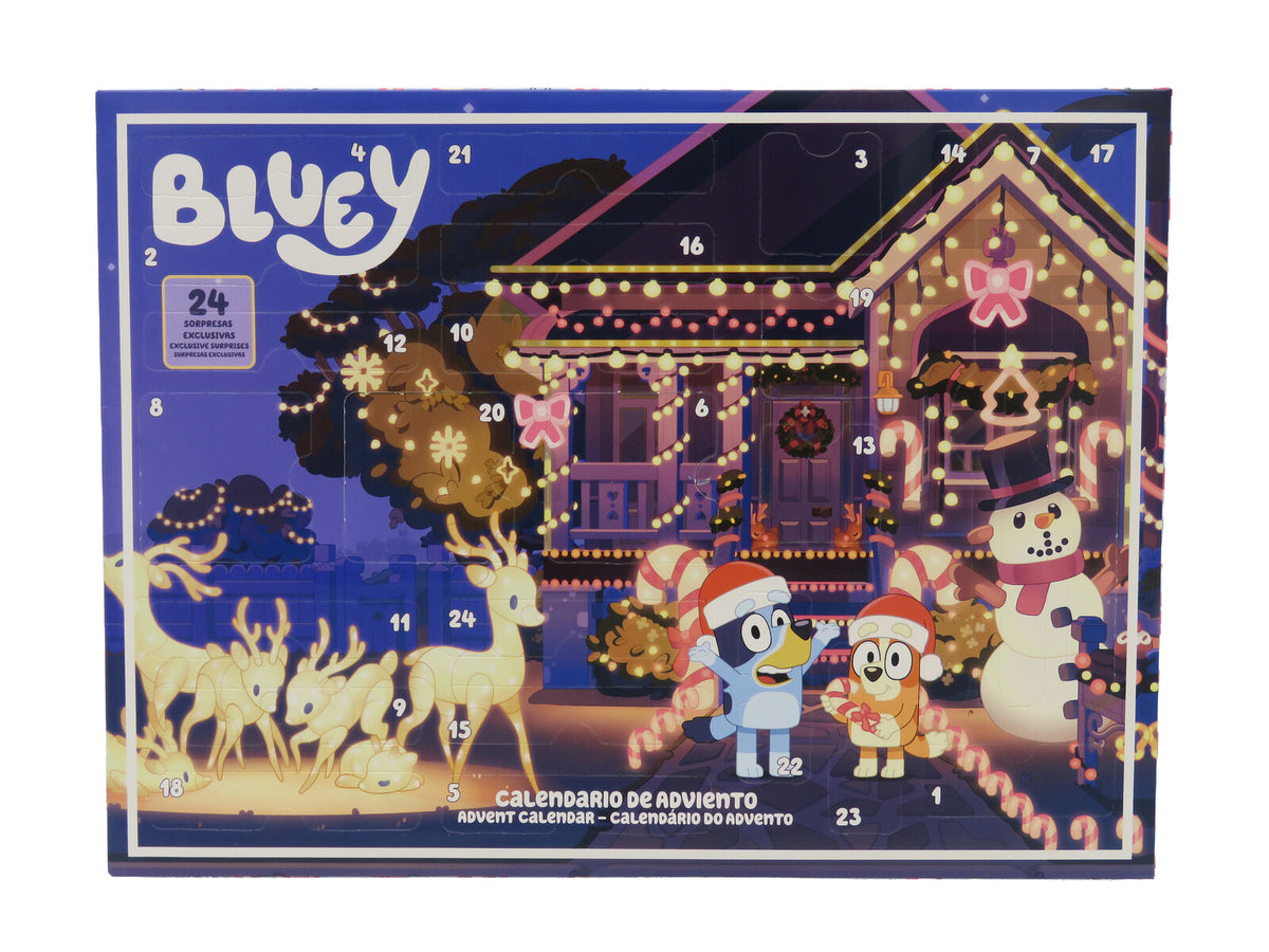 Bluey Adventskalender mit Stickern Stempeln Armband und Malzubehör für Weihnachten