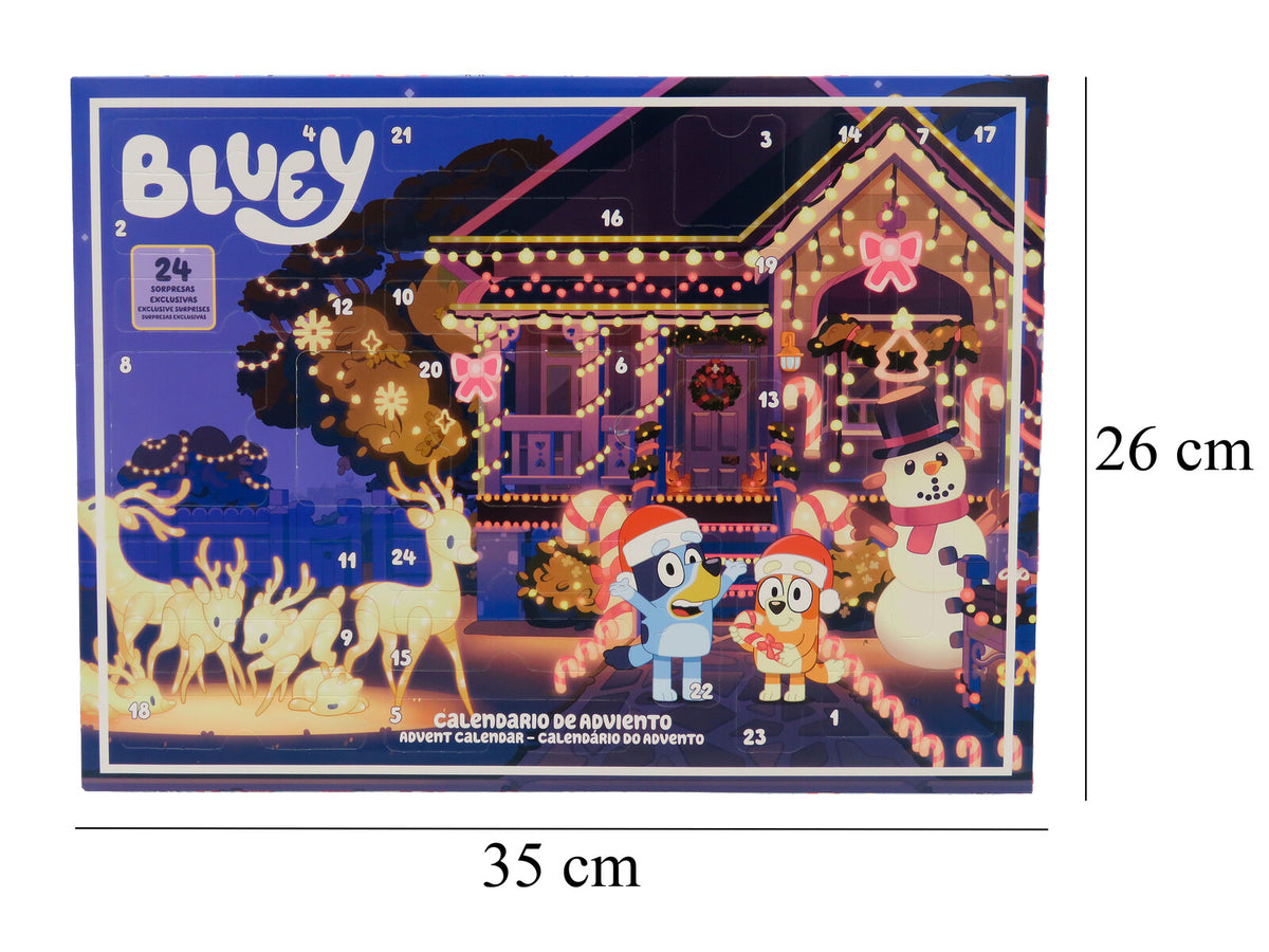 Bluey Adventskalender mit Stickern Stempeln Armband und Malzubehör für Weihnachten