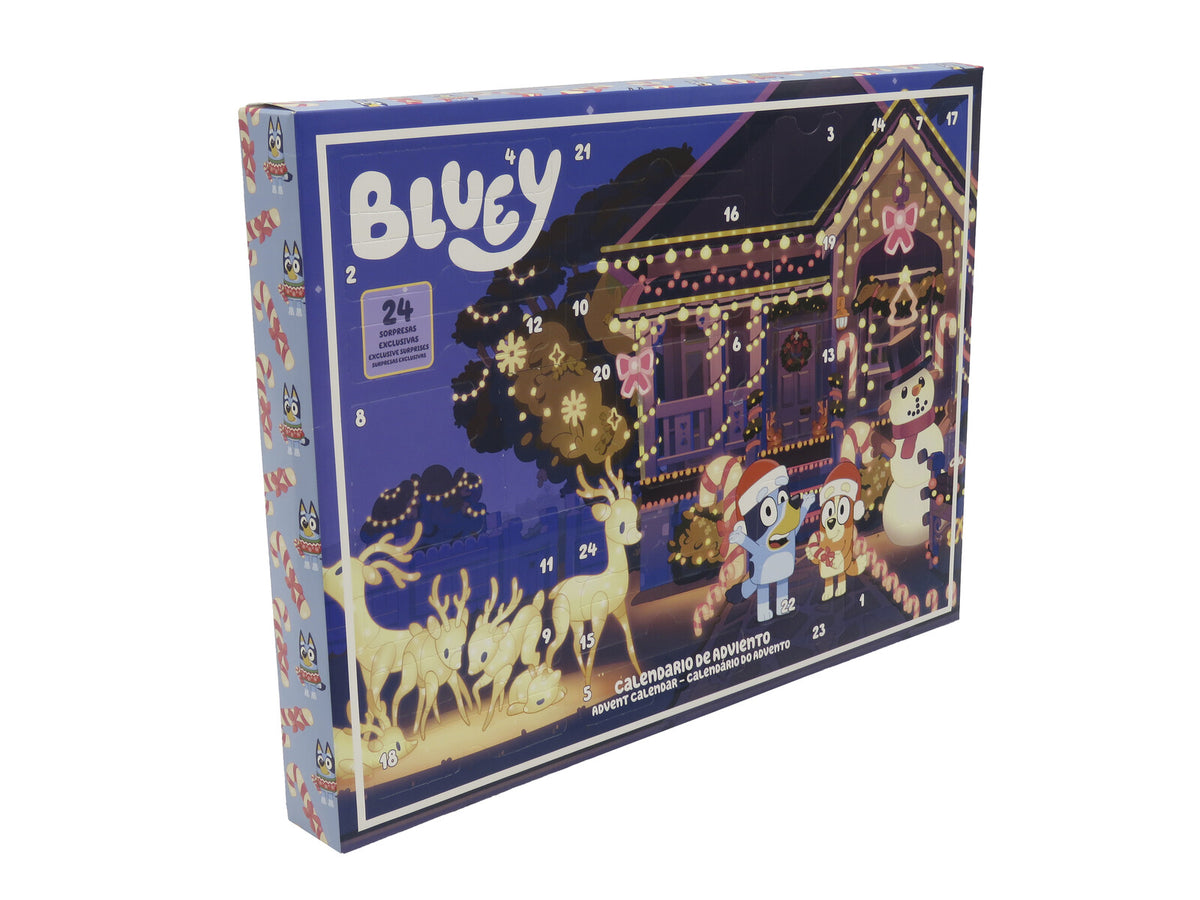 Bluey Adventskalender mit Stickern Stempeln Armband und Malzubehör für Weihnachten