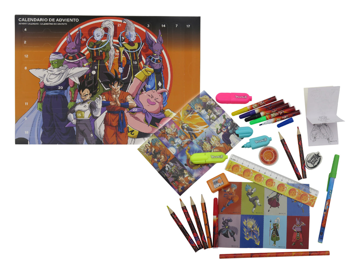 Dragon Ball Adventskalender mit Stickern Stempeln Armband und Malzubehör für Weihnachten