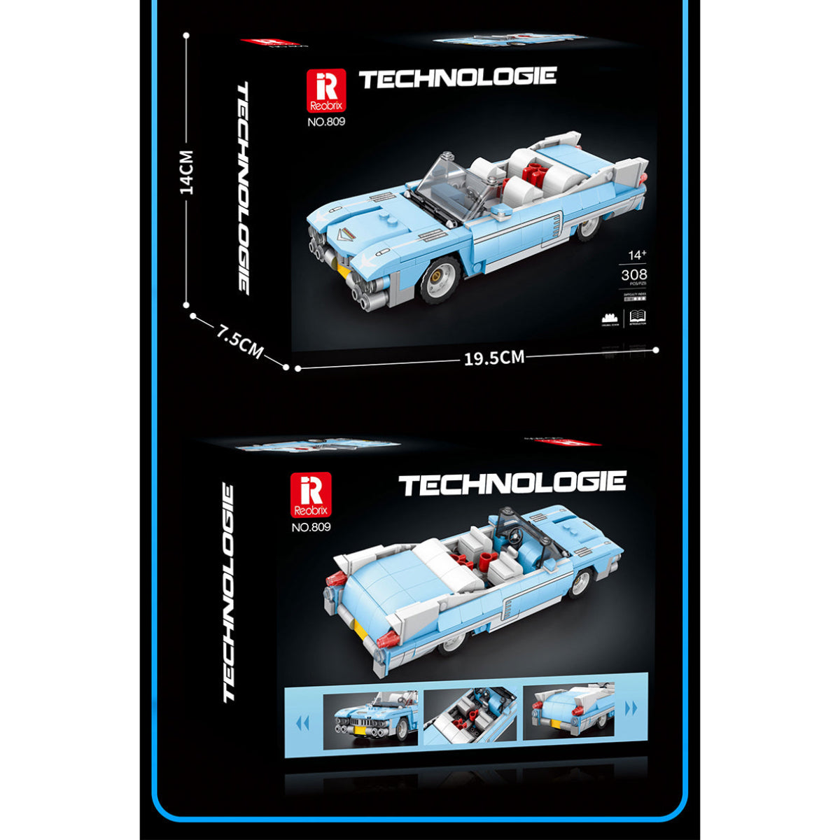 Reobrix 809 Cabrio 1:24 Klemmbaustein Auto 308 Teile ab 14
