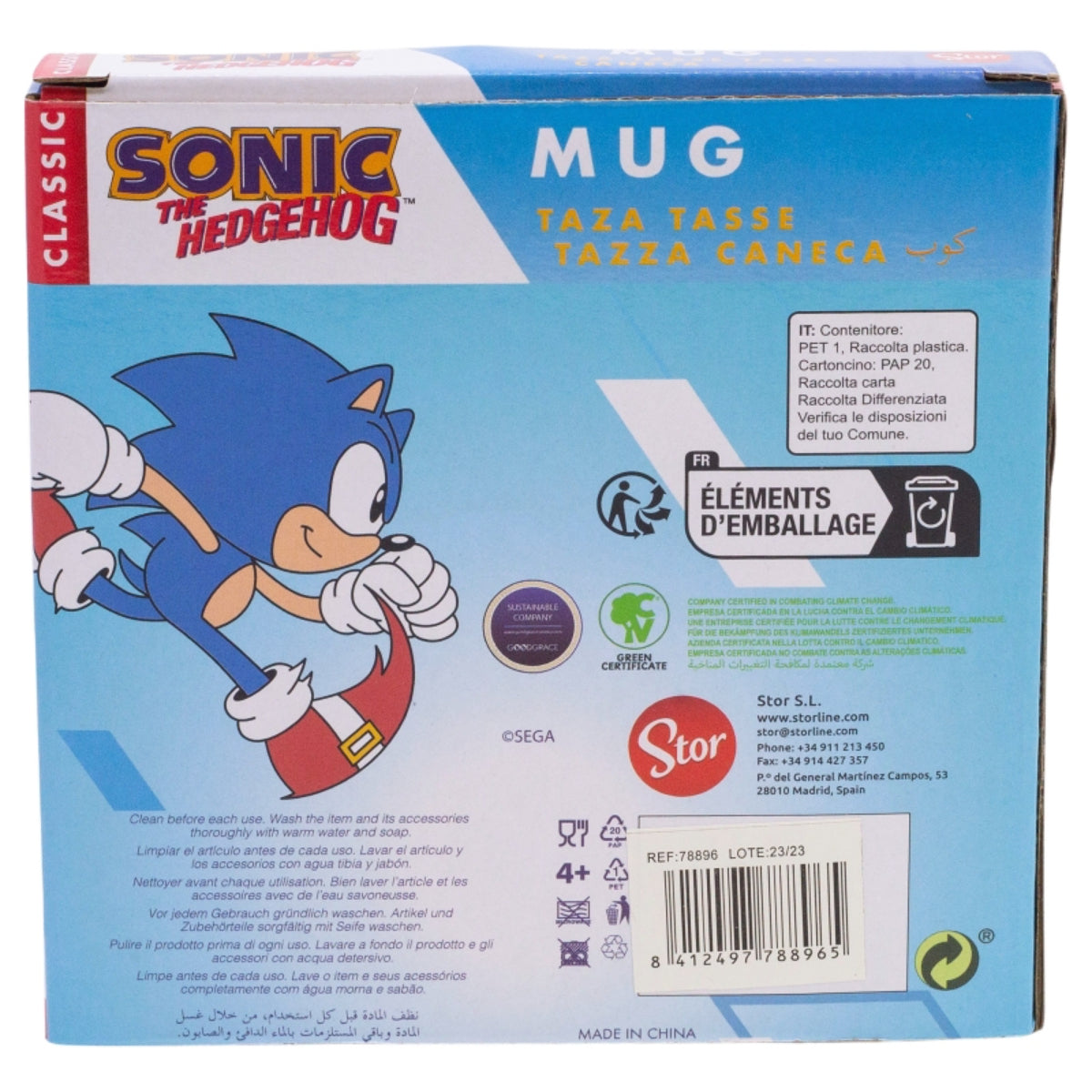 Sonic 3D Tasse 400 ml Keramikbecher in Geschenkbox mit Charakterdesign