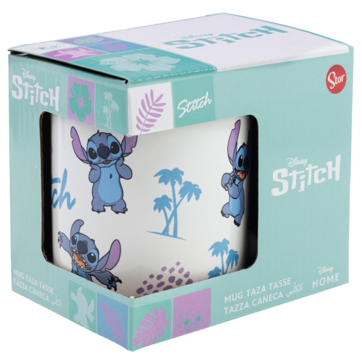 Disney Stitch Tasse 325ml – Keramikbecher mit Blätter-Design im Geschenkset