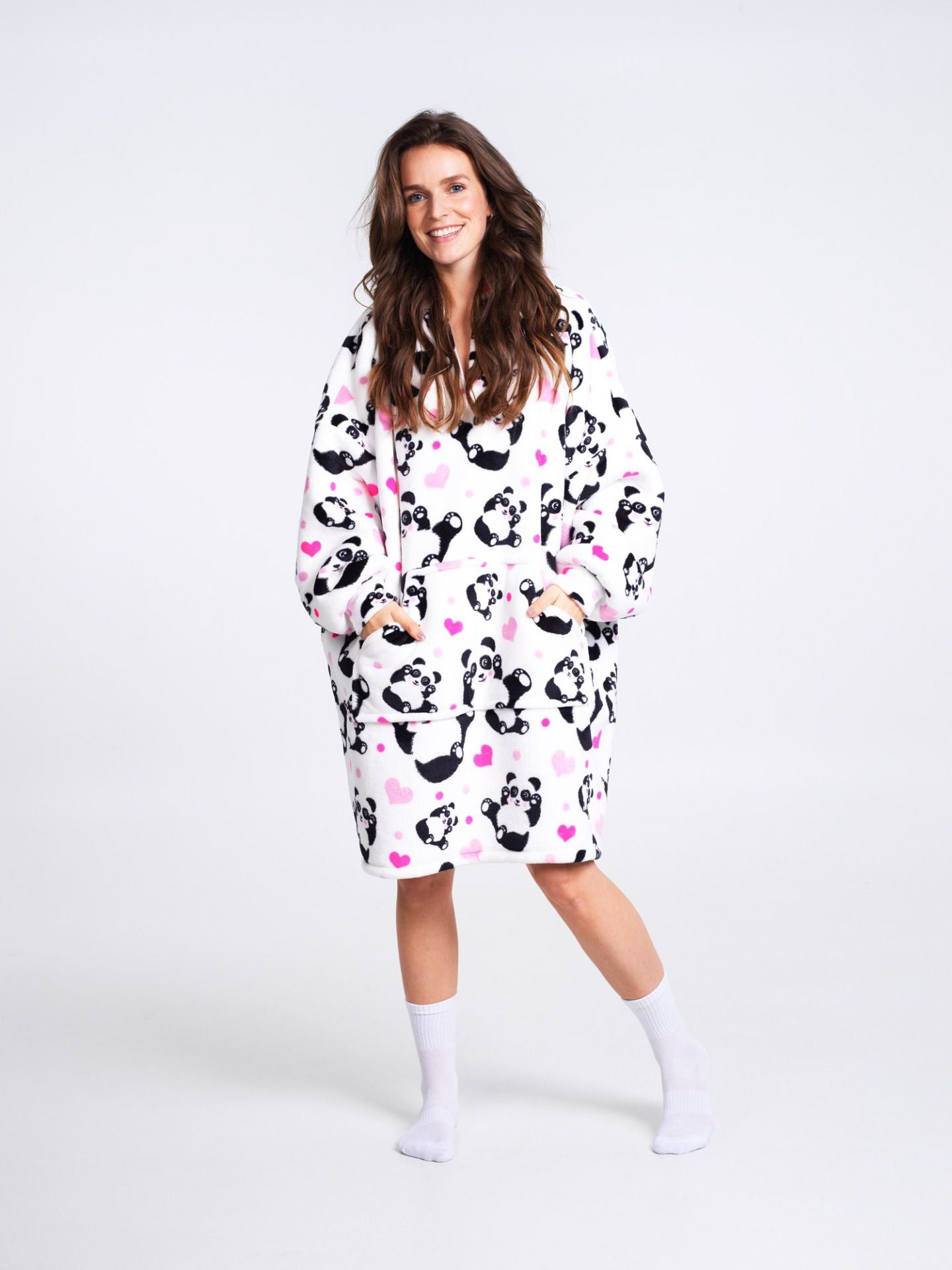 Noxxiez Kapuzendecke XL Panda Design 100% Polyester extra groß XL