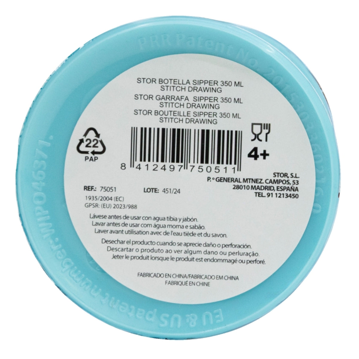Disney Stitch Wasserflasche 350ml Kinder-Trinkflasche mit Auslaufschutz
