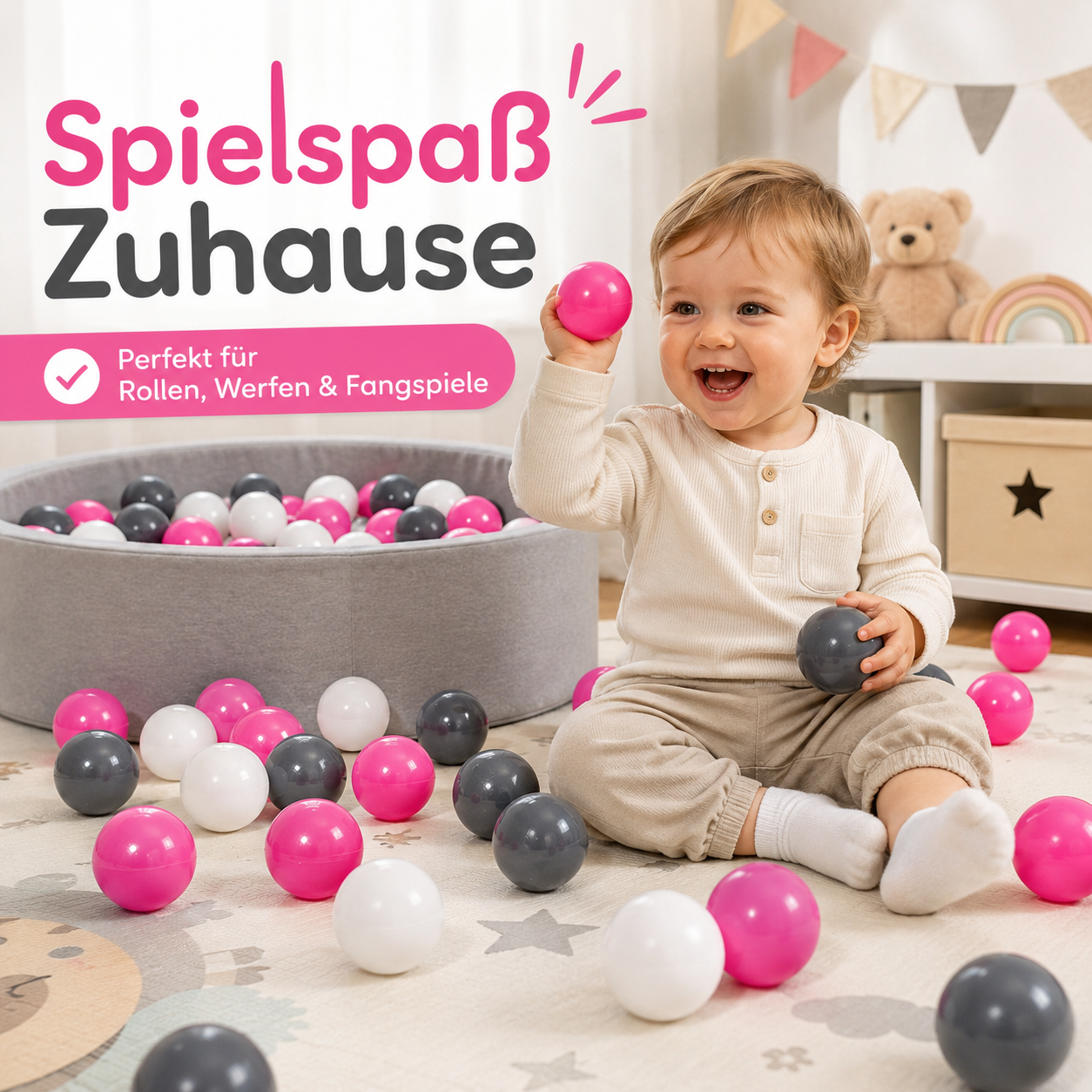 Ballset 100 Stück Kinder Spielbälle Mehrfarbig Ball Spielzeug Indoor Outdoor 6 cm