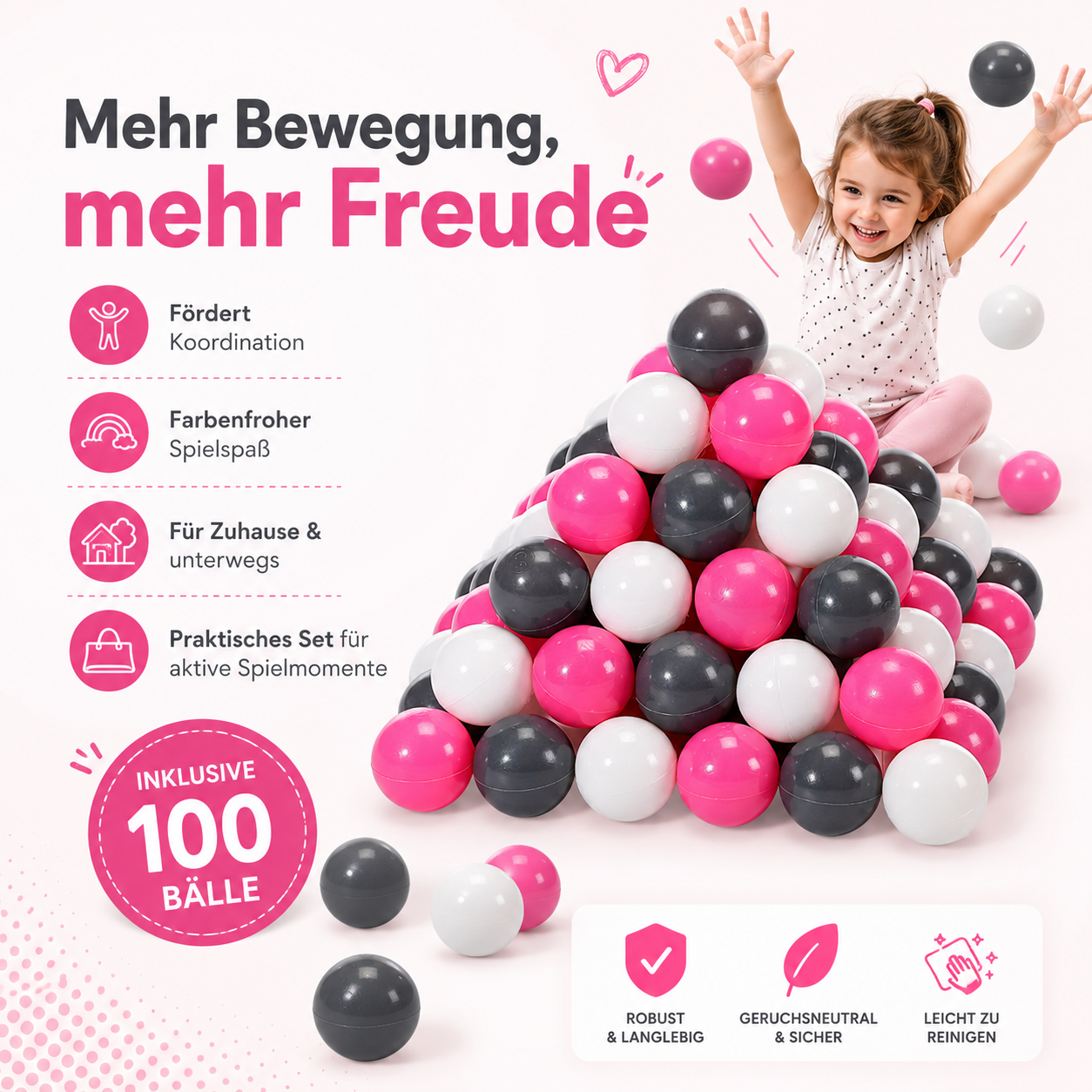 Ballset 100 Stück Kinder Spielbälle Mehrfarbig Ball Spielzeug Indoor Outdoor 6 cm