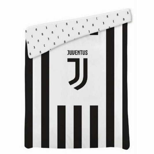 Juventus Fußball Bettdecke 170 x 260 cm Kuscheldecke Tagesdecke Streifenmuster