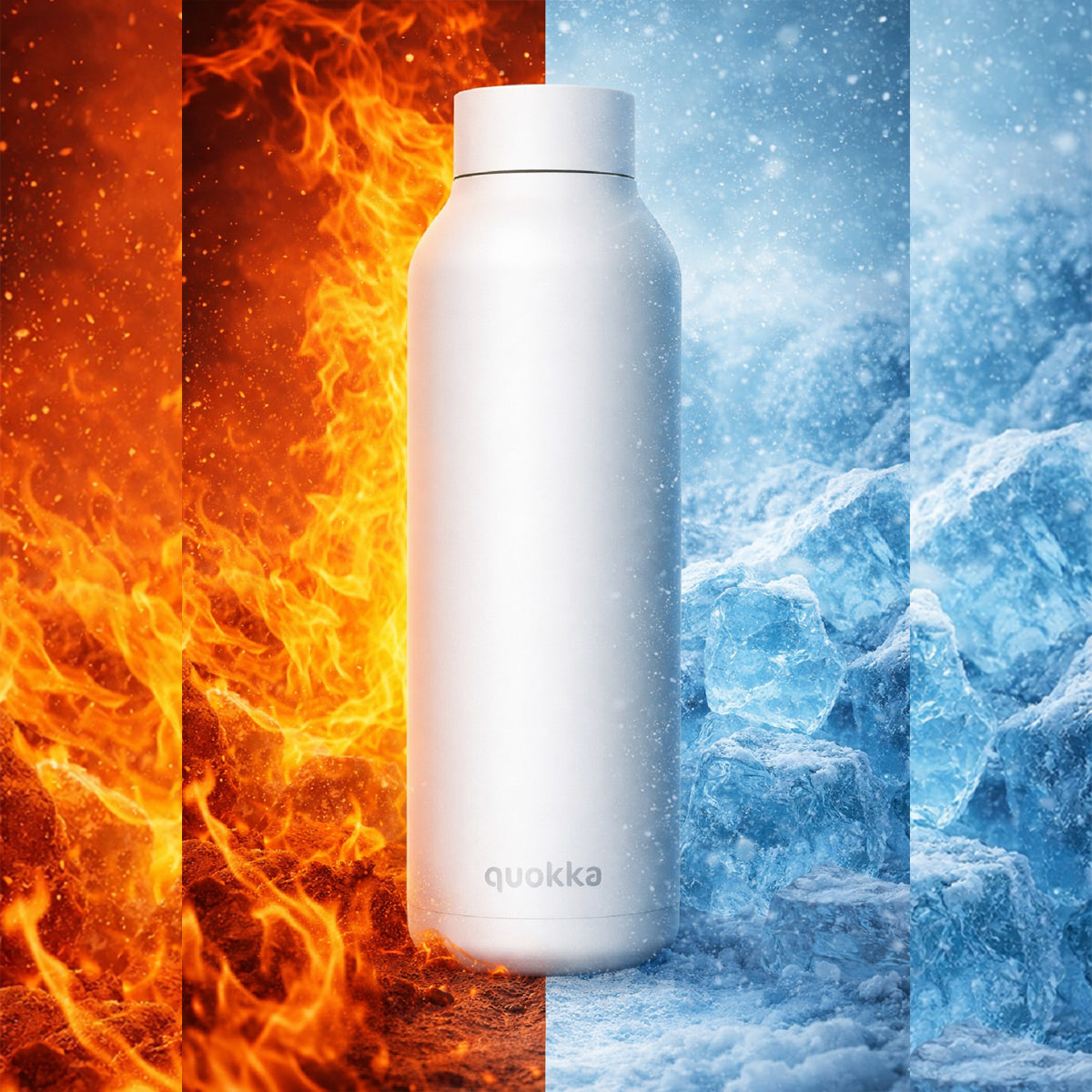 Quokka Blue Wind Edelstahl Trinkflasche isoliert 630 ml Thermoflasche mit Trageschlaufe