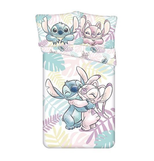 Lilo & Stitch Baumwoll-Bettwäsche 140x200 cm Deckenbezug + 60x80 cm Kissenbezug mit Reißverschluss