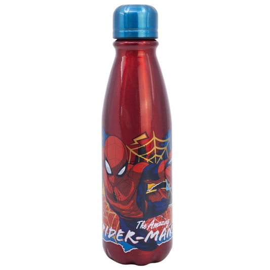 Spiderman Trinkflasche Aluminium, 600 ml, mit Sicherheitsverschluss