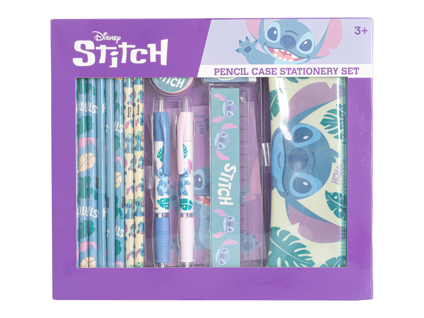 Disney Stitch Schreibwarenset 15-teilig mit Federmäppchen, Notizbuch, Stiften und Zubehör