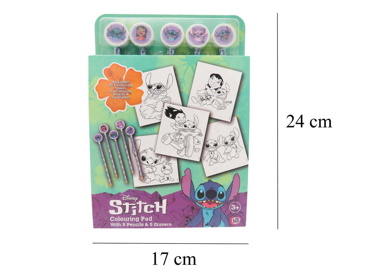 Lilo & Stitch Malbuch Set mit 32 Ausmalbildern, 5 Buntstiften und 5 Radiergummis