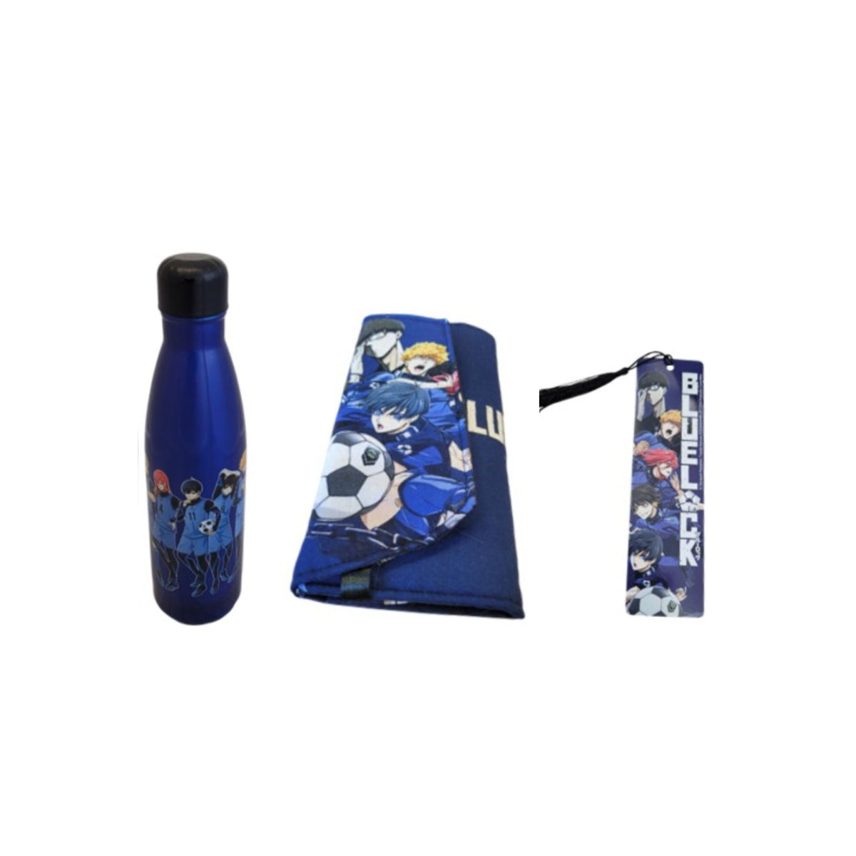 Blue Lock Geschenkset Thermosflasche mit Manga Schutzhülle und Lesezeichen