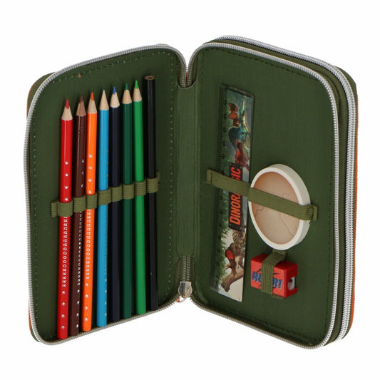 Dinorassic Federmappe Kinder-Etui Gefülltes Federmäppchen für Kinder Perfekt für die Schule 20x13x5 cm