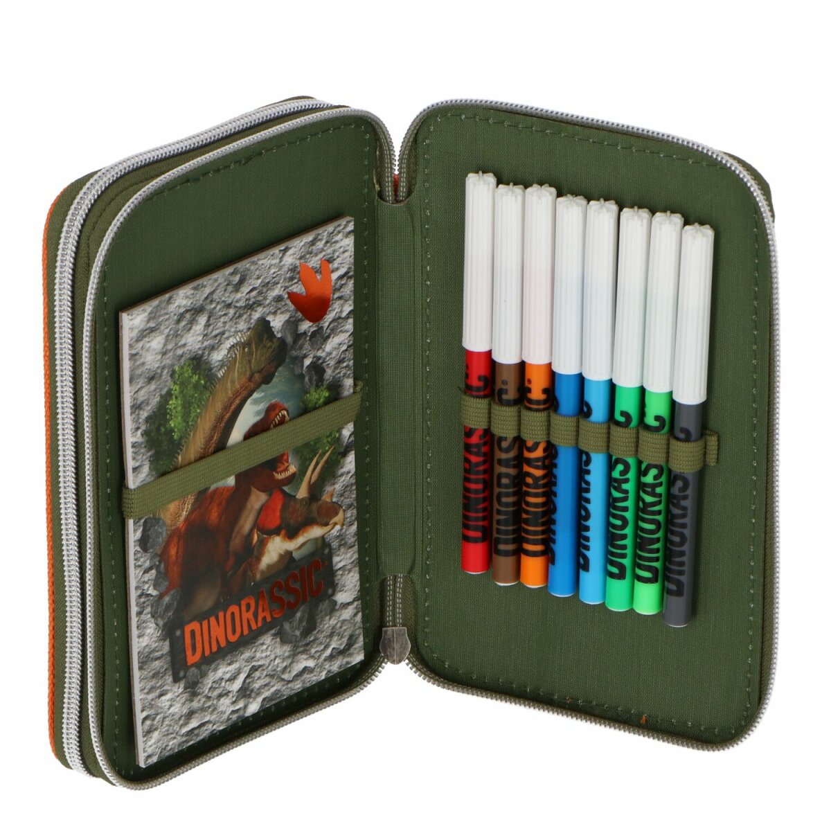 Dinorassic Federmappe Kinder-Etui Gefülltes Federmäppchen für Kinder Perfekt für die Schule 20x13x5 cm