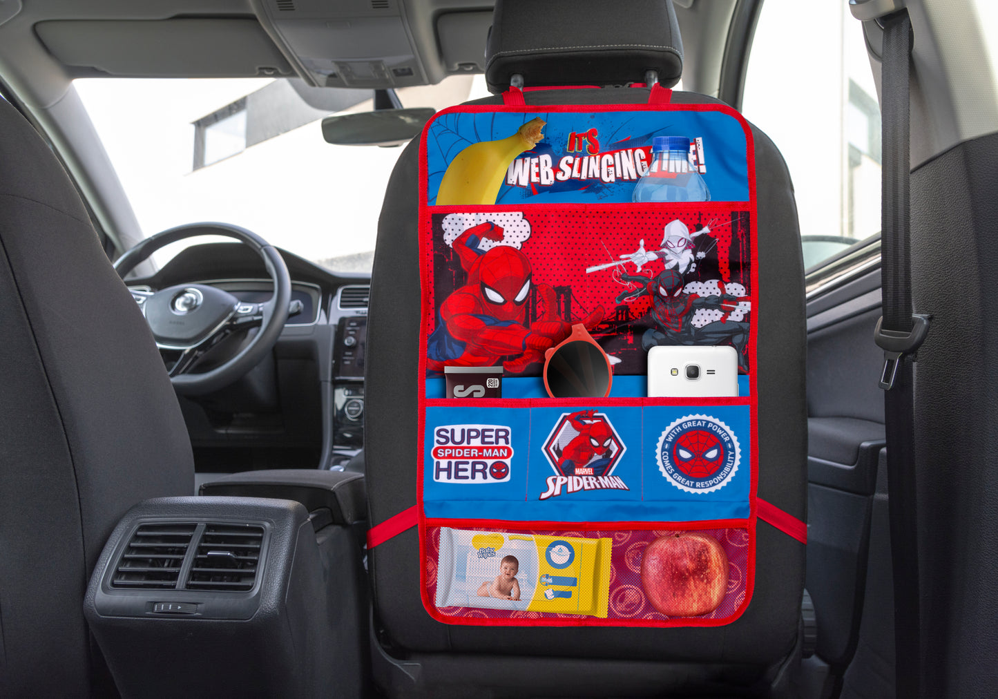 Spiderman 2-in-1 Auto-Organizer, ideal für Kinderwagen und Autositze