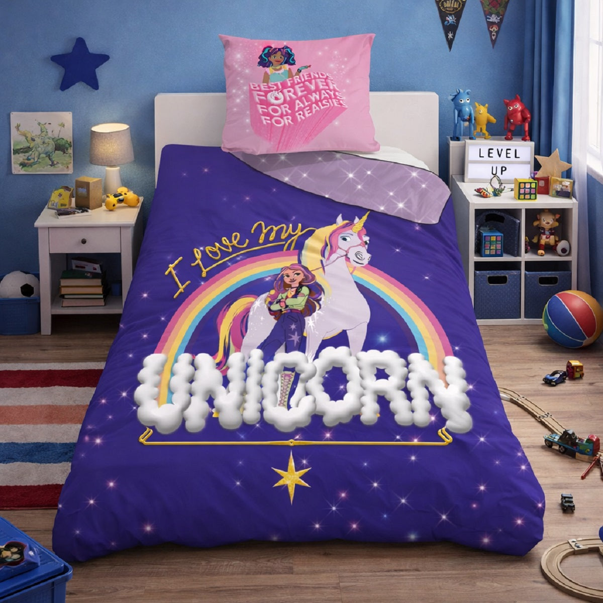 Unicorn Academy Bettwäsche 140 x 200 cm Set mit Kissenbezug 70 x 60 cm