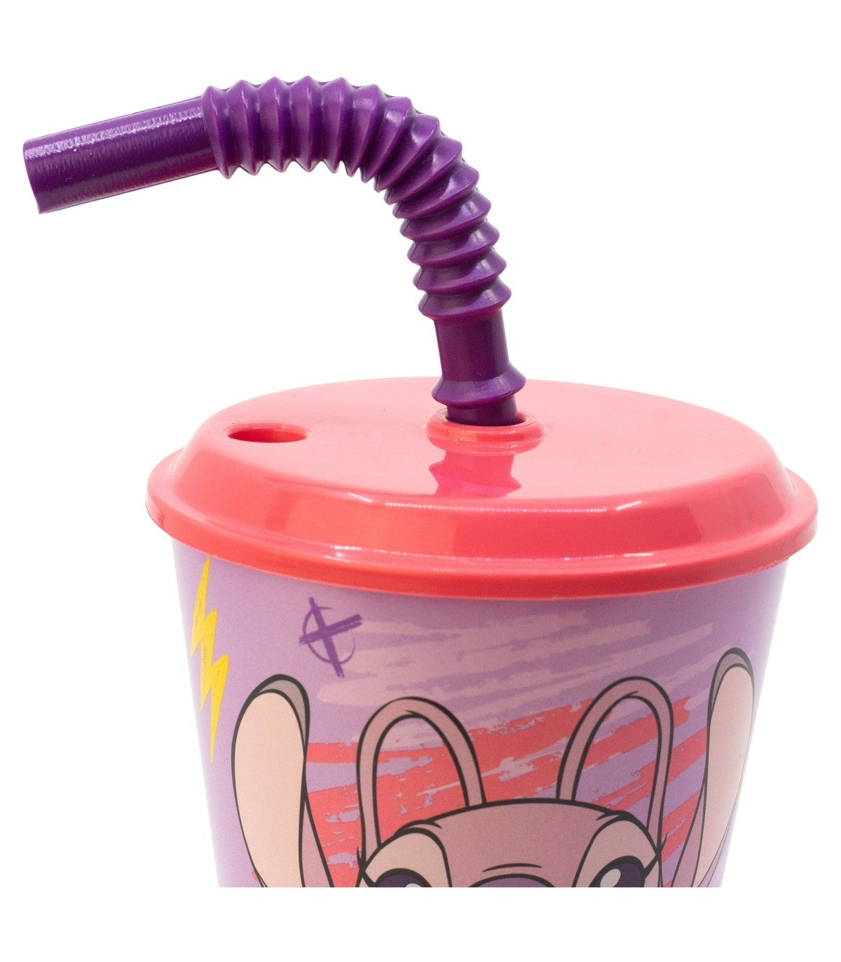 Disney Stitch Angel Kinderbecher 430 ml Tumbler mit Deckel und Strohhalm