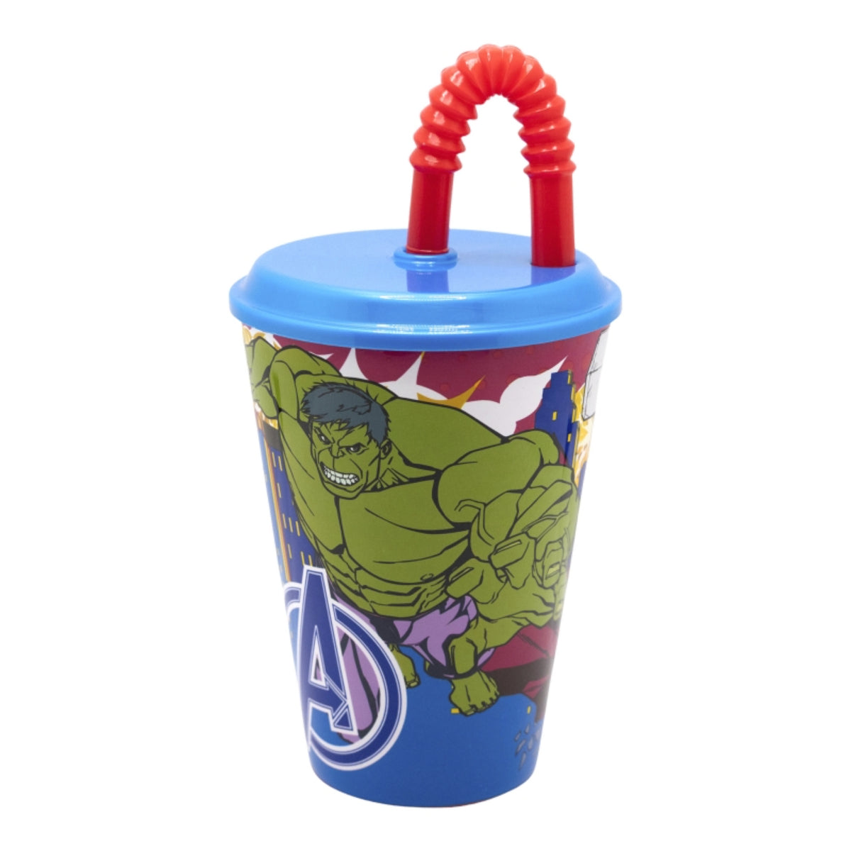 Marvel Avengers Trinkbecher 430 ml mit Deckel und Strohhalm