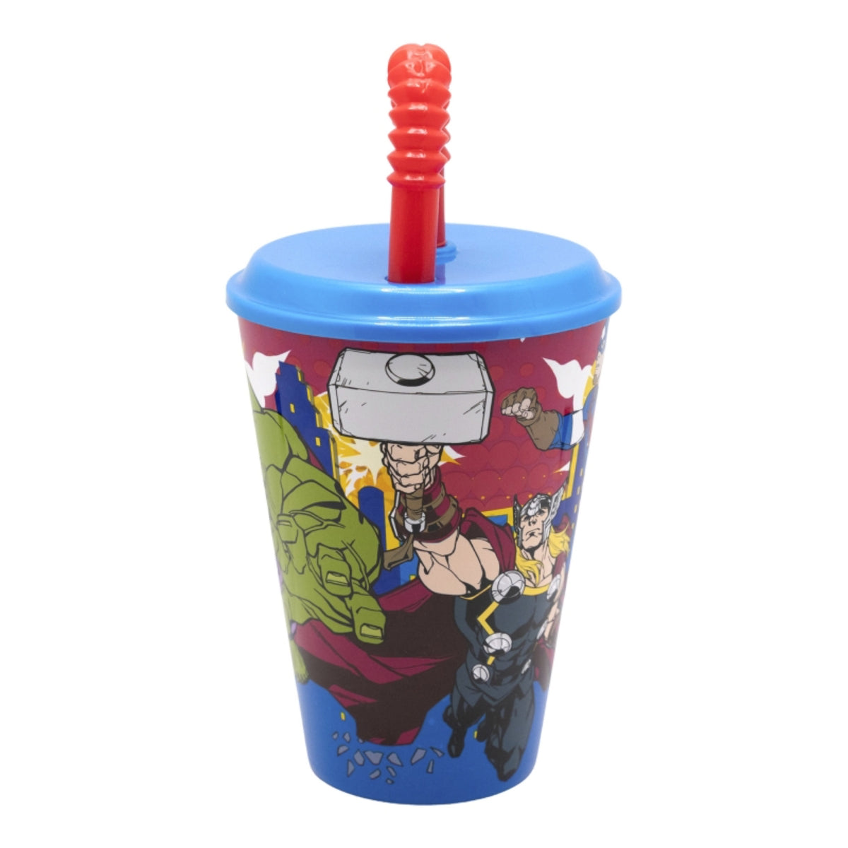 Marvel Avengers Trinkbecher 430 ml mit Deckel und Strohhalm