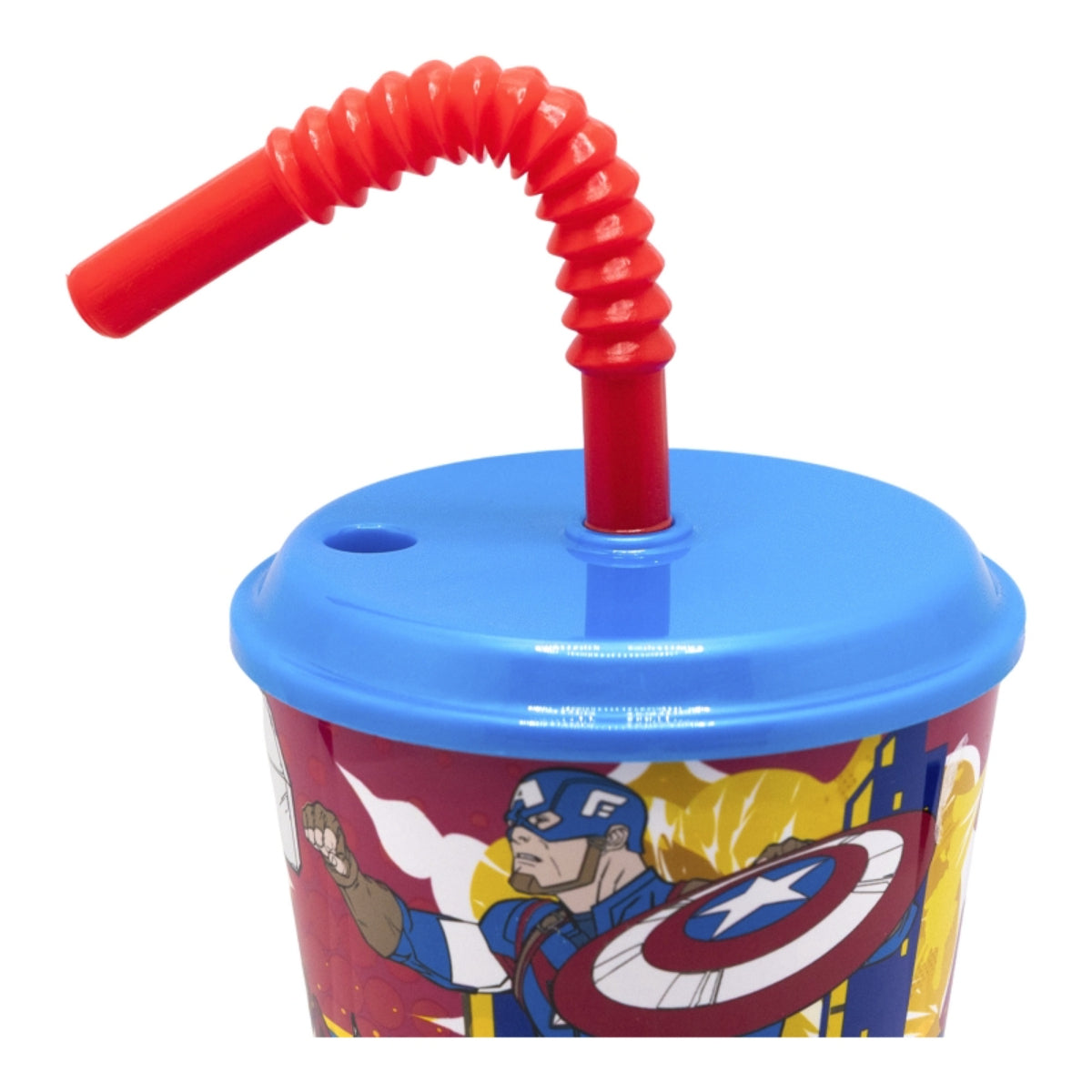 Marvel Avengers Trinkbecher 430 ml mit Deckel und Strohhalm