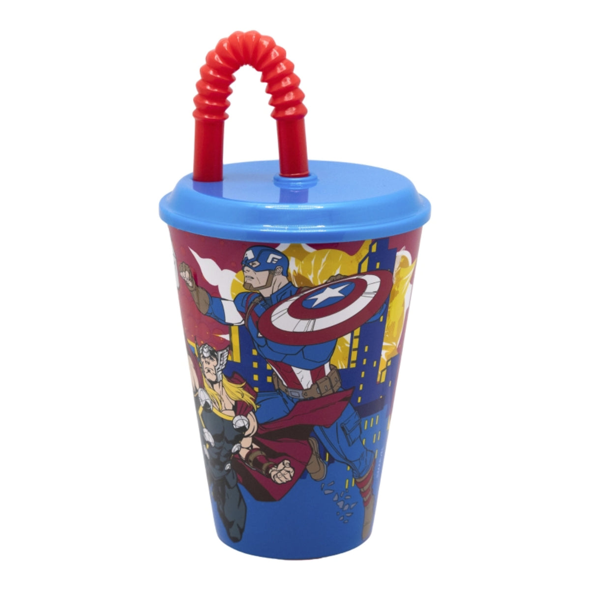 Marvel Avengers Trinkbecher 430 ml mit Deckel und Strohhalm