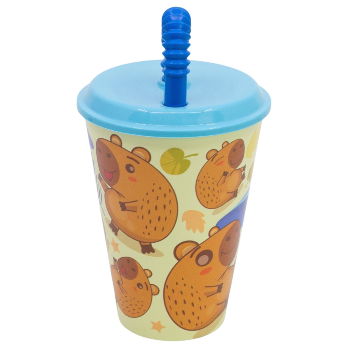 Capibara Trinkbecher 430 ml mit Deckel und Strohhalm