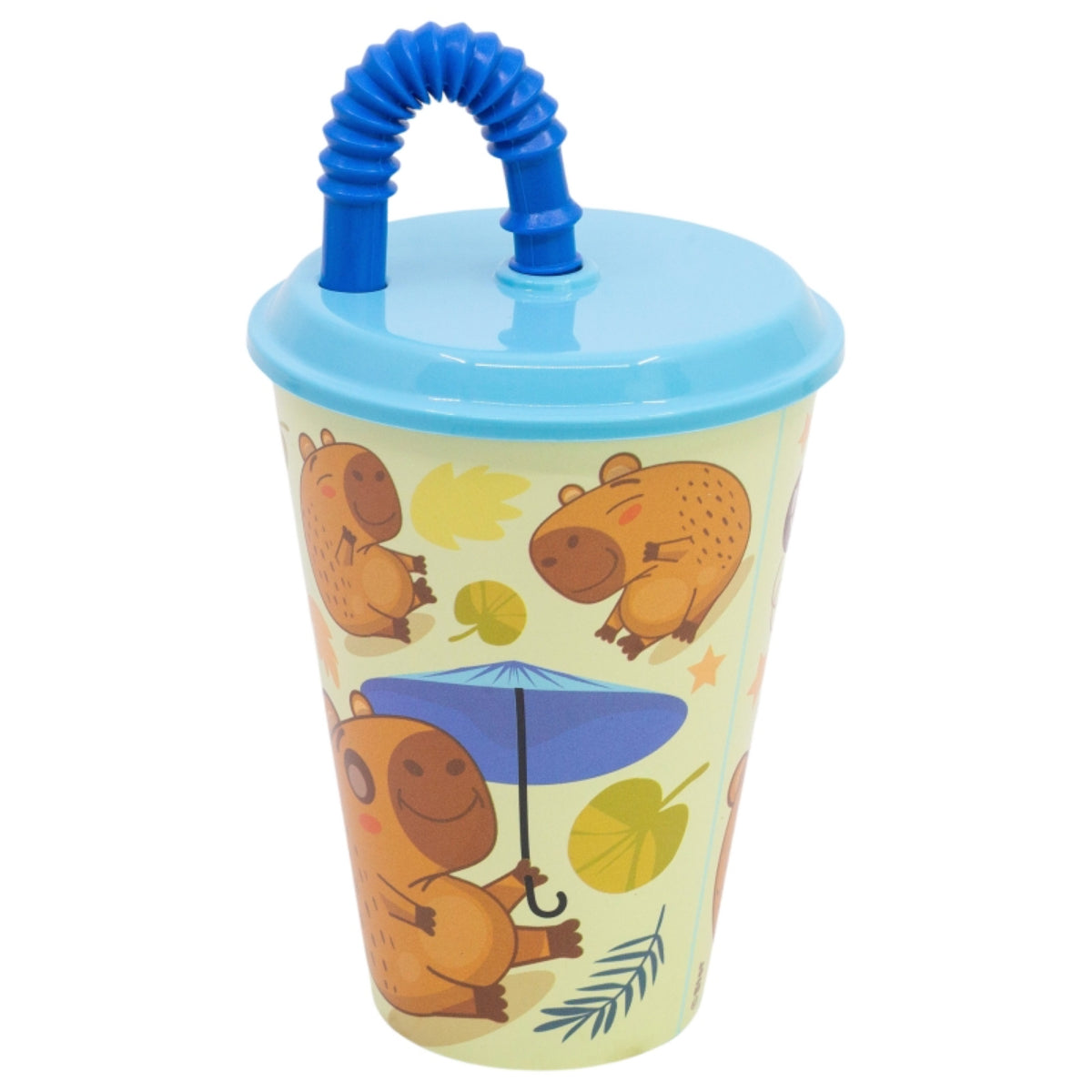 Capibara Trinkbecher 430 ml mit Deckel und Strohhalm