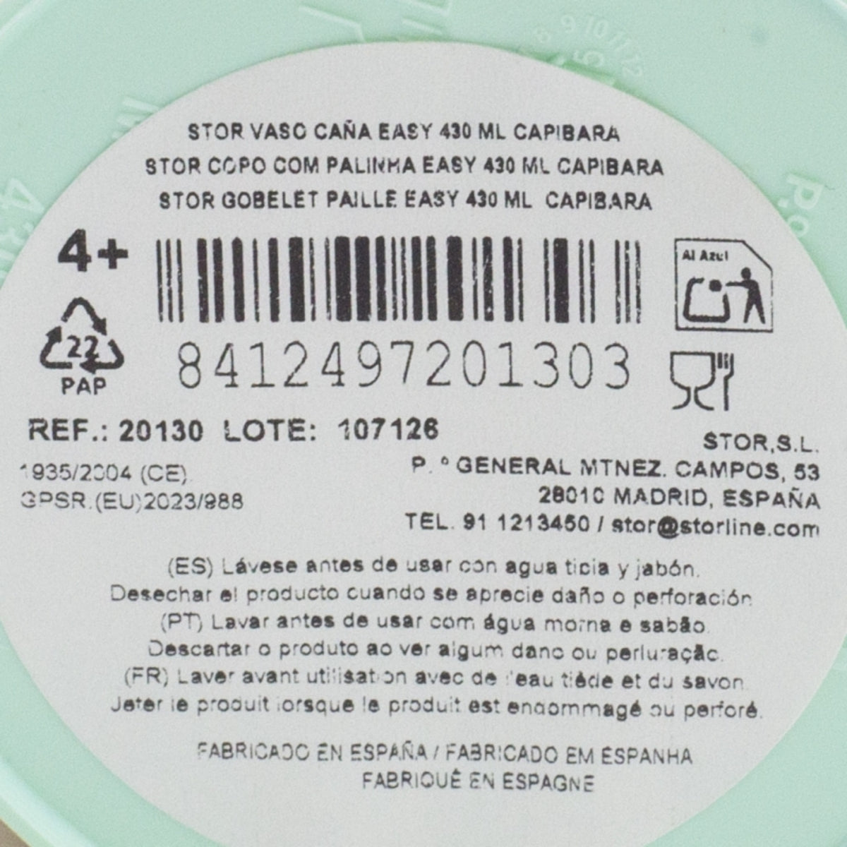 Capibara Trinkbecher 430 ml mit Deckel und Strohhalm