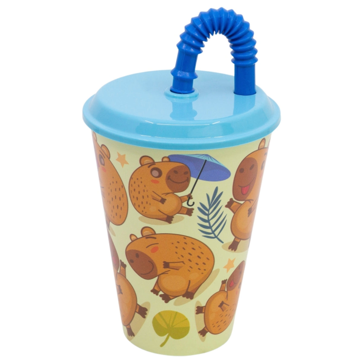 Capibara Trinkbecher 430 ml mit Deckel und Strohhalm