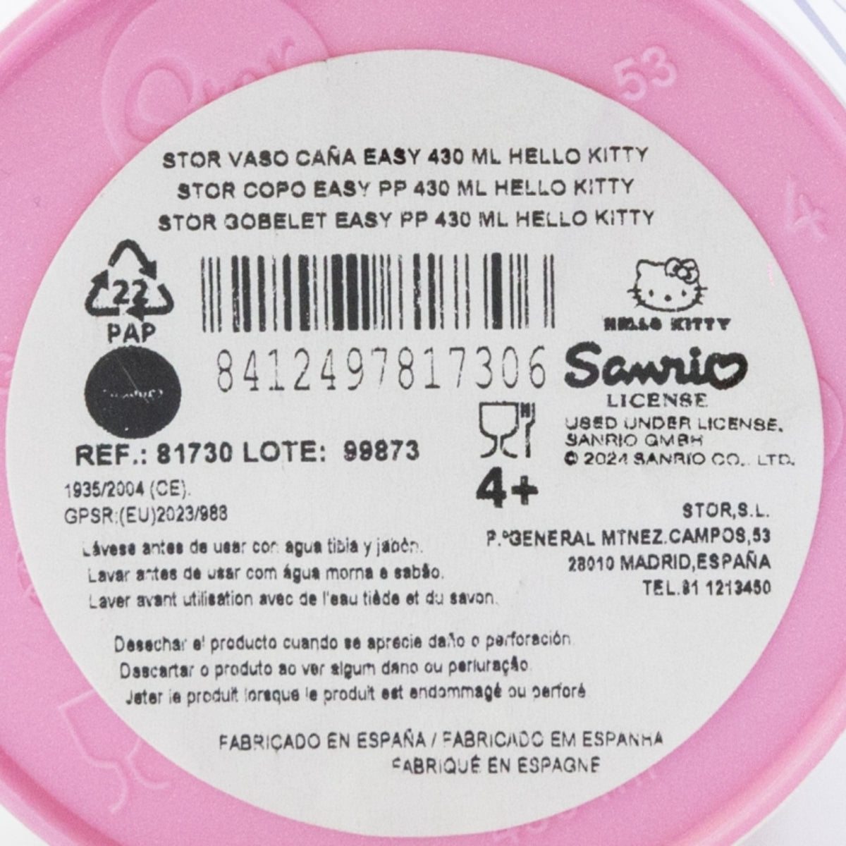 Hello Kitty Trinkbecher 430 ml mit Deckel und Strohhalm