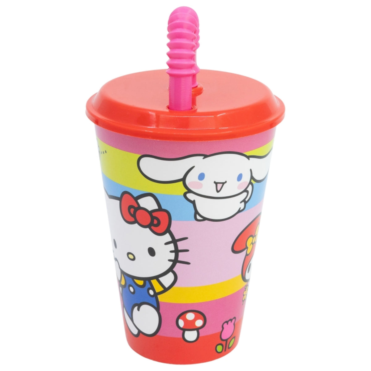 Hello Kitty & Friends Trinkbecher 430 ml mit Deckel und Strohhalm