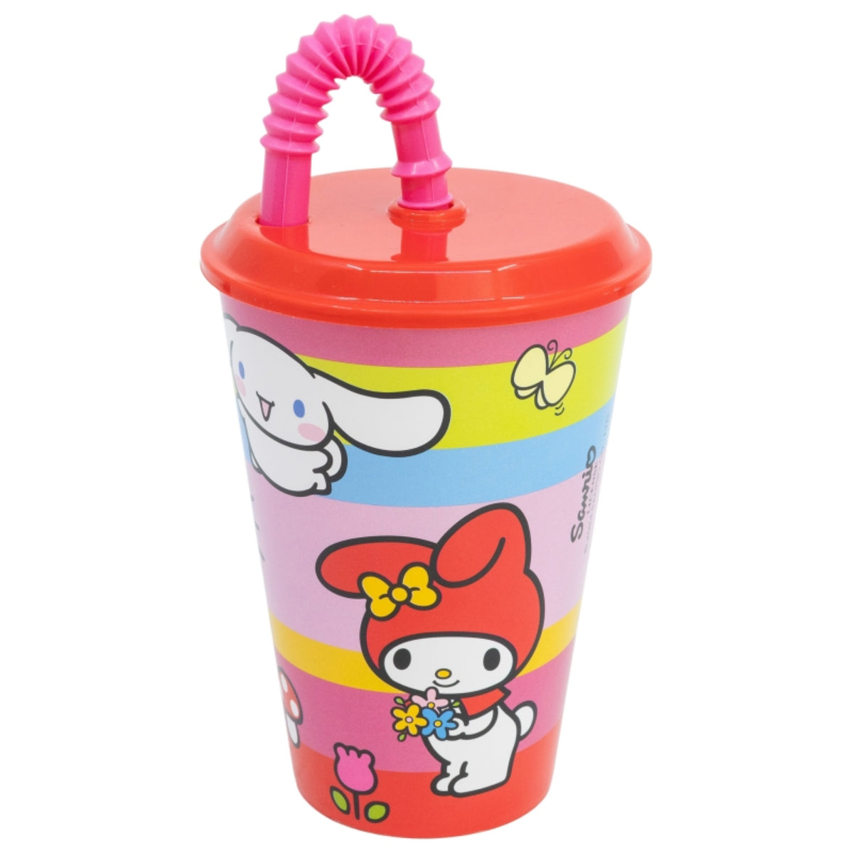 Hello Kitty & Friends Trinkbecher 430 ml mit Deckel und Strohhalm