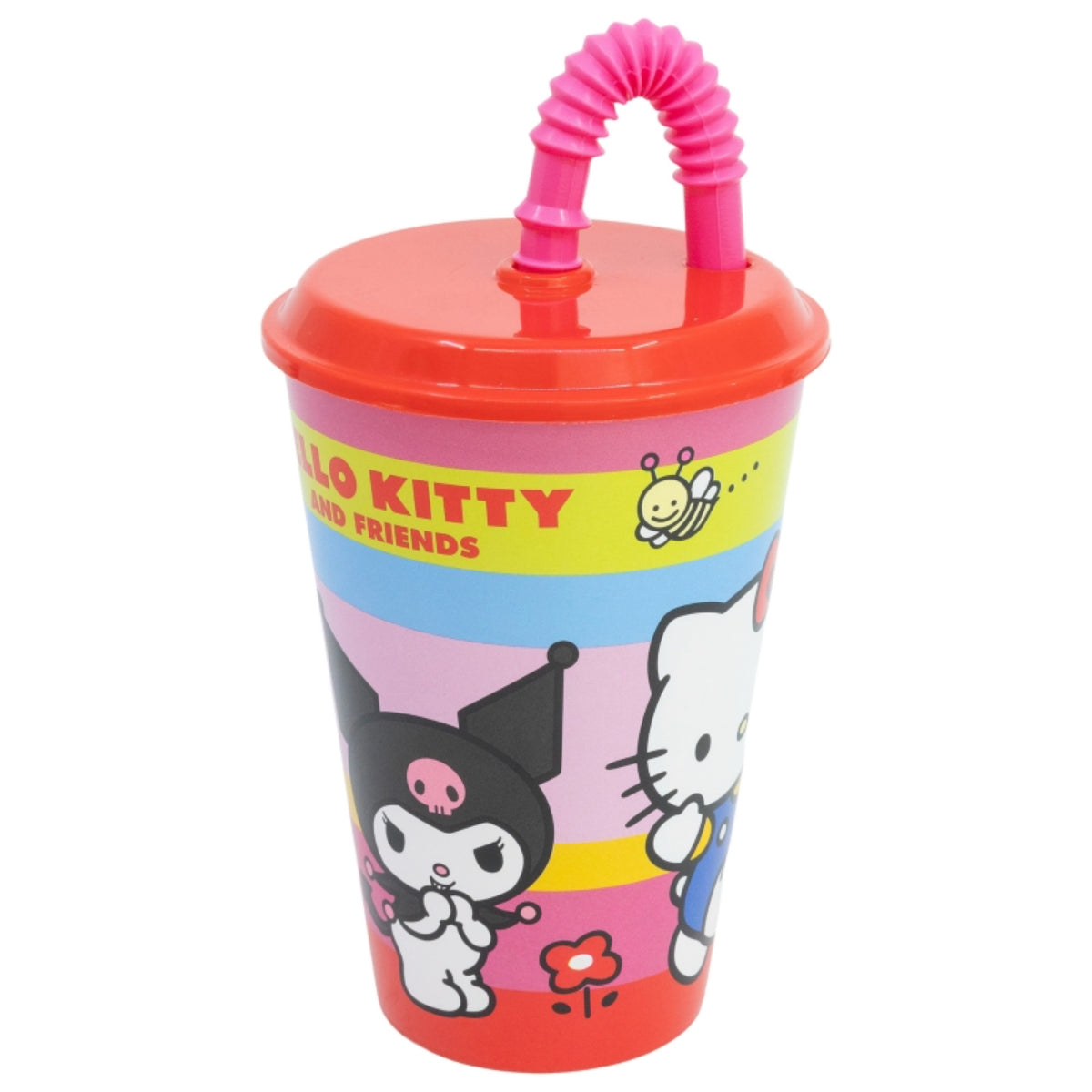 Hello Kitty & Friends Trinkbecher 430 ml mit Deckel und Strohhalm