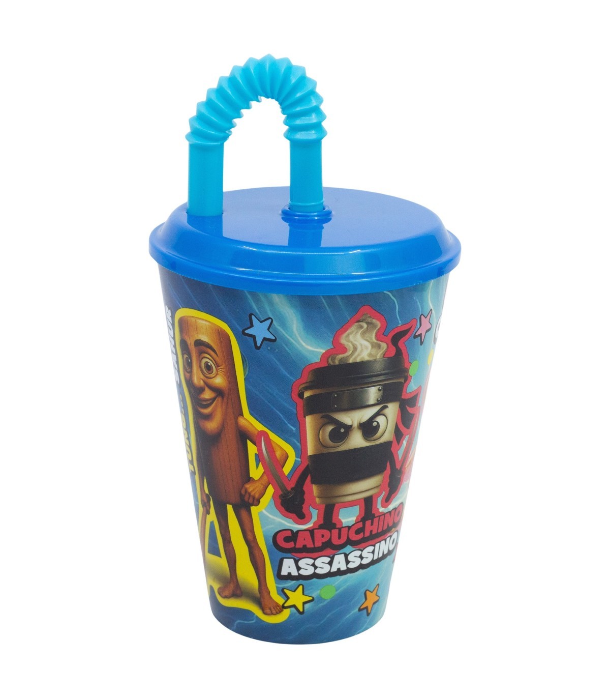 Italian Brainrot Kinderbecher 430 ml Tumbler mit Deckel und Strohhalm