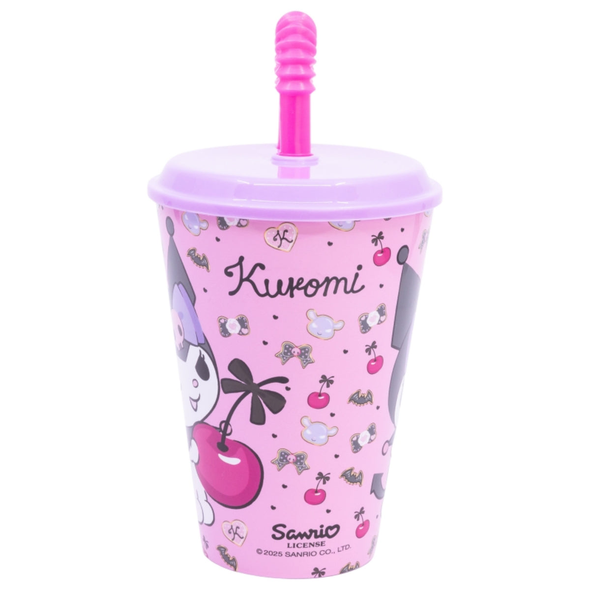 Hello Kitty Kuromi Trinkbecher 430 ml mit Deckel und Strohhalm