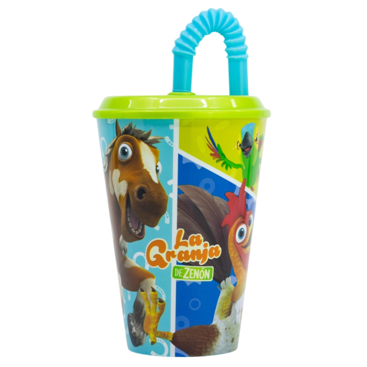La Granja De Zenon Trinkbecher 430 ml mit Deckel und Strohhalm