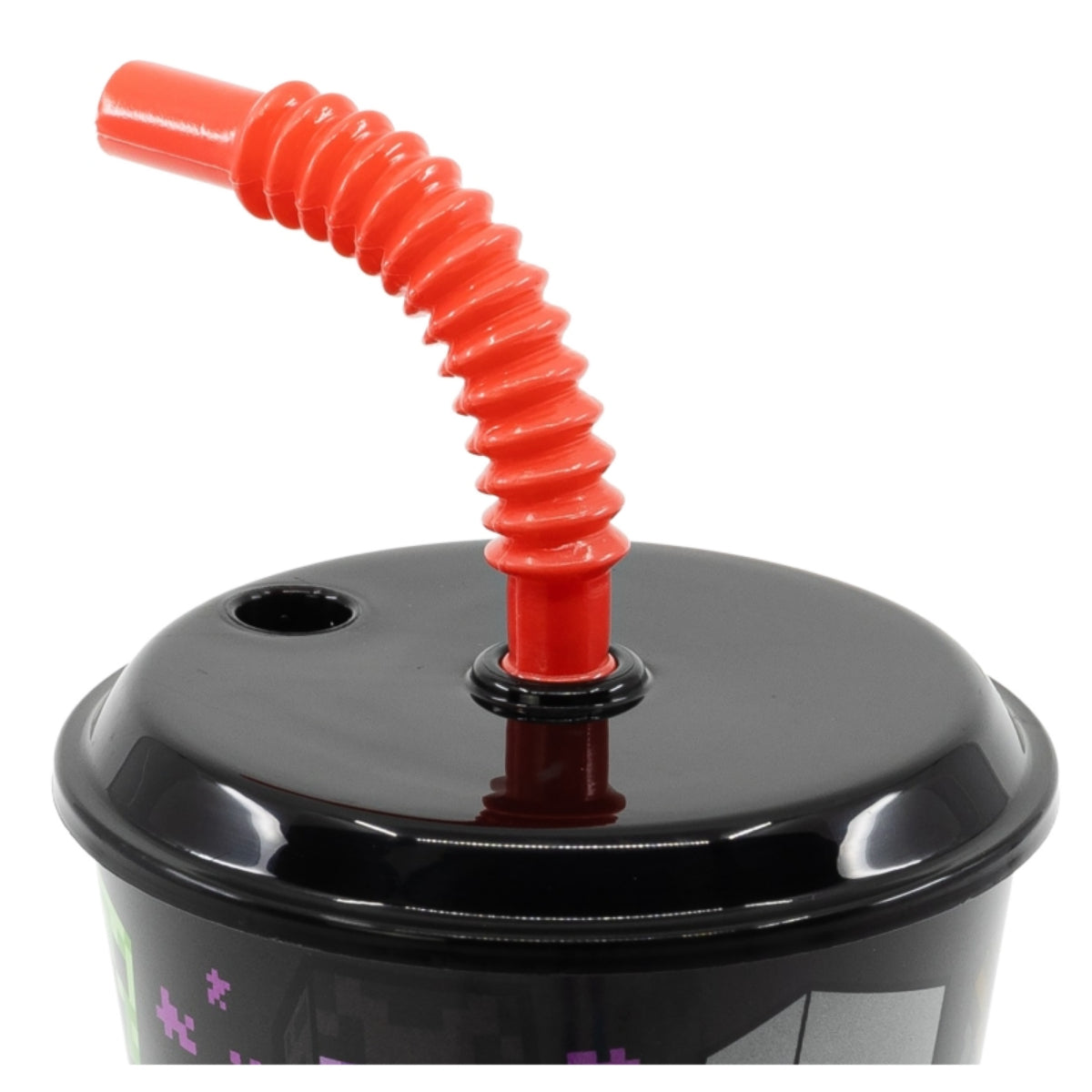 Minecraft Trinkbecher 430 ml mit Deckel und Strohhalm