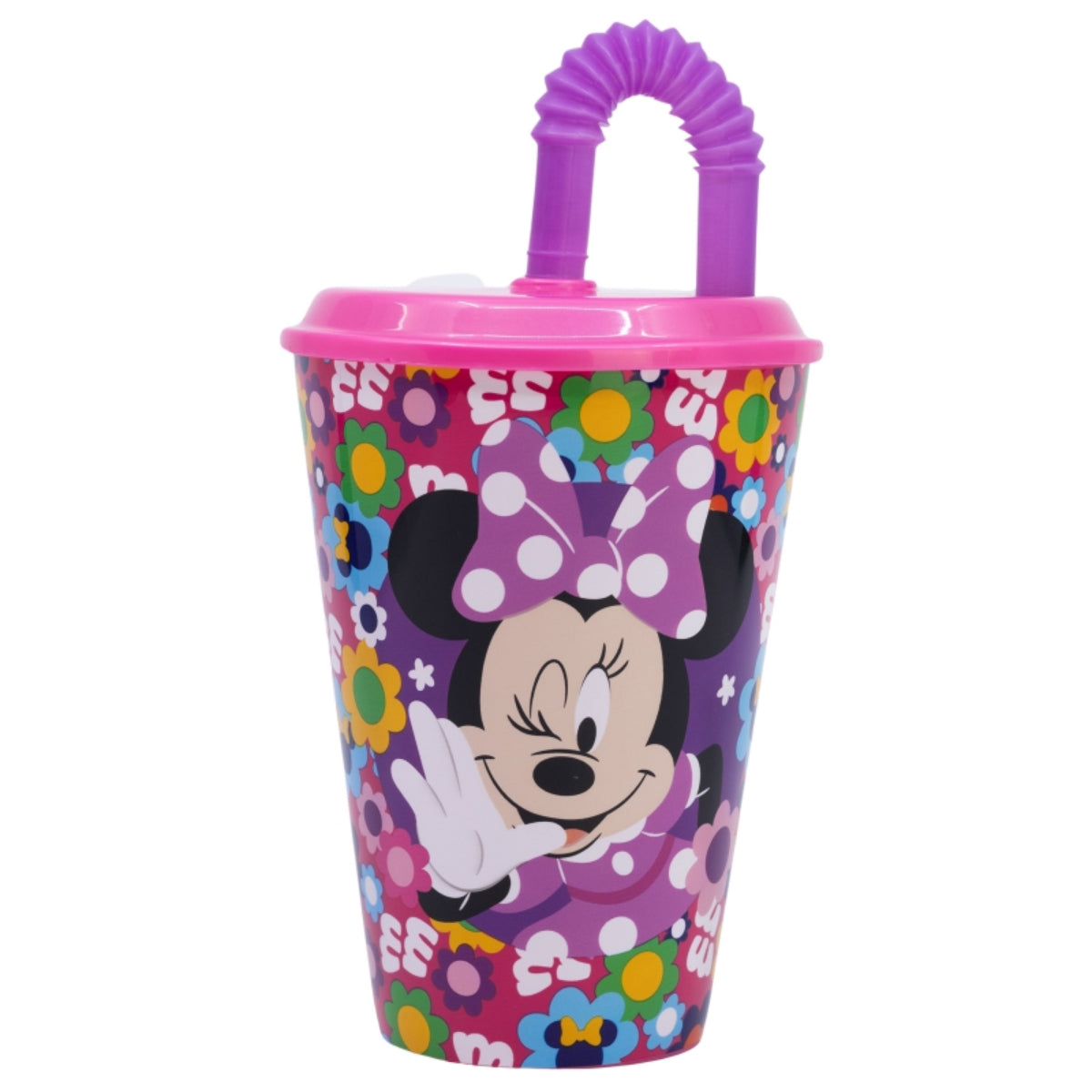 Disney Minnie Mouse Trinkbecher 430 ml mit Deckel und Strohhalm