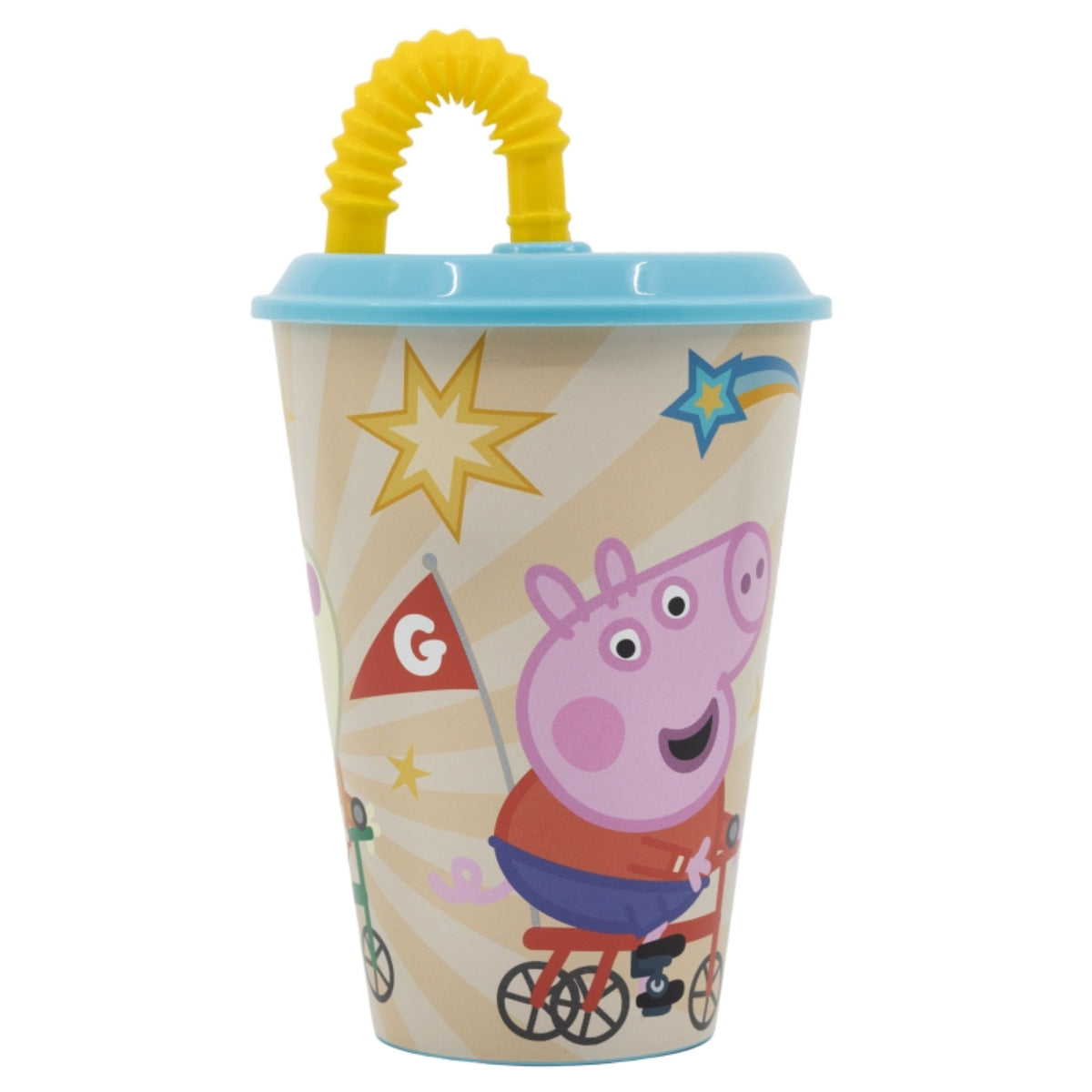 Peppa Pig Trinkbecher 430 ml mit Deckel und Strohhalm