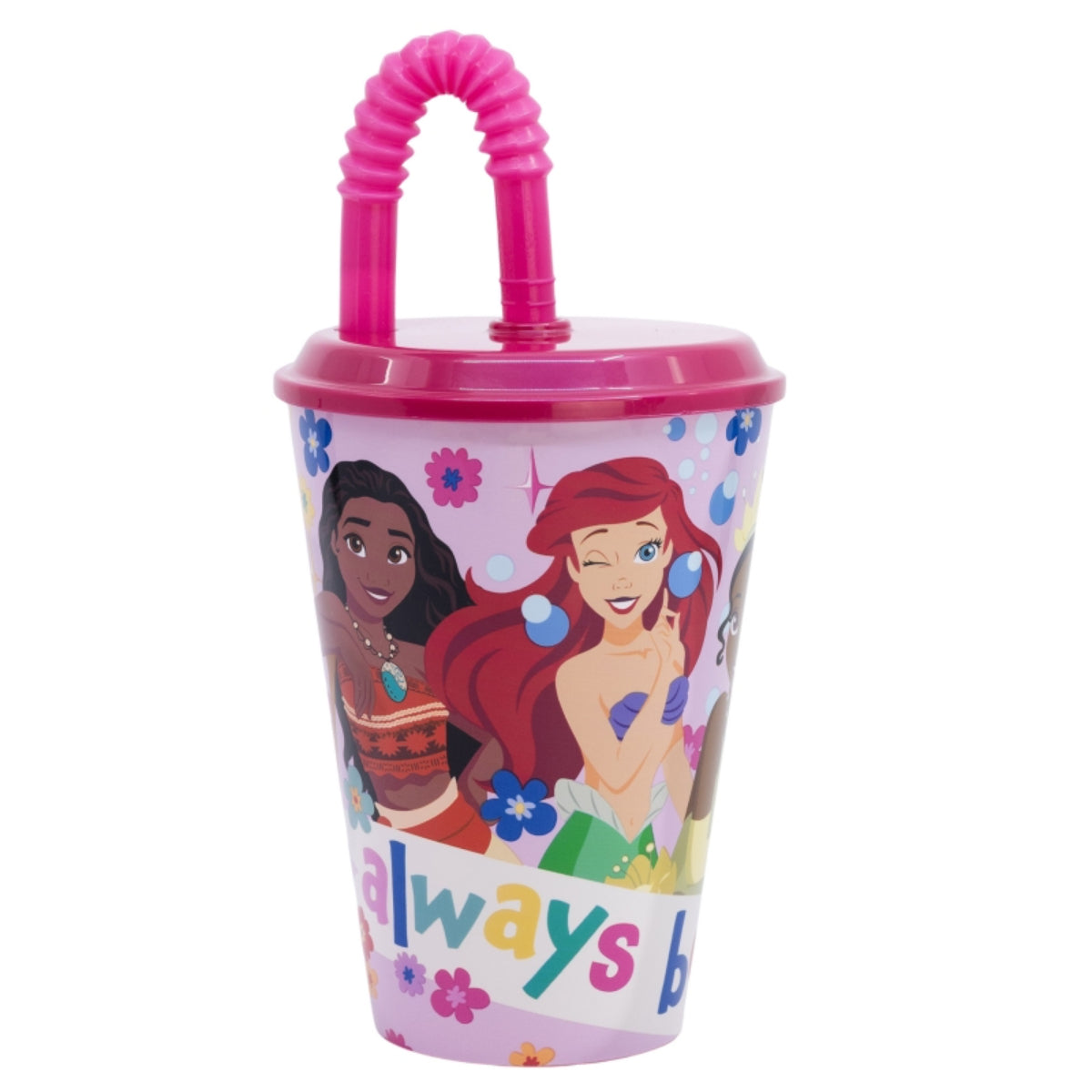 Disney Princess Trinkbecher 430 ml mit Deckel und Strohhalm