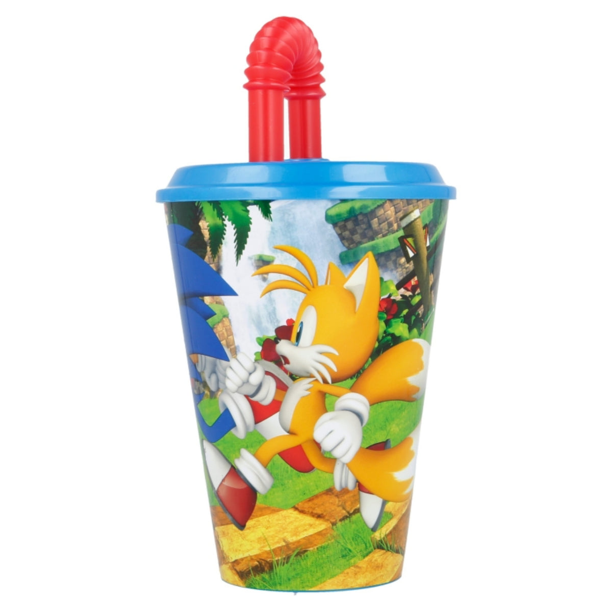 Sonic The Hedgehog Trinkbecher 430 ml mit Deckel und Strohhalm