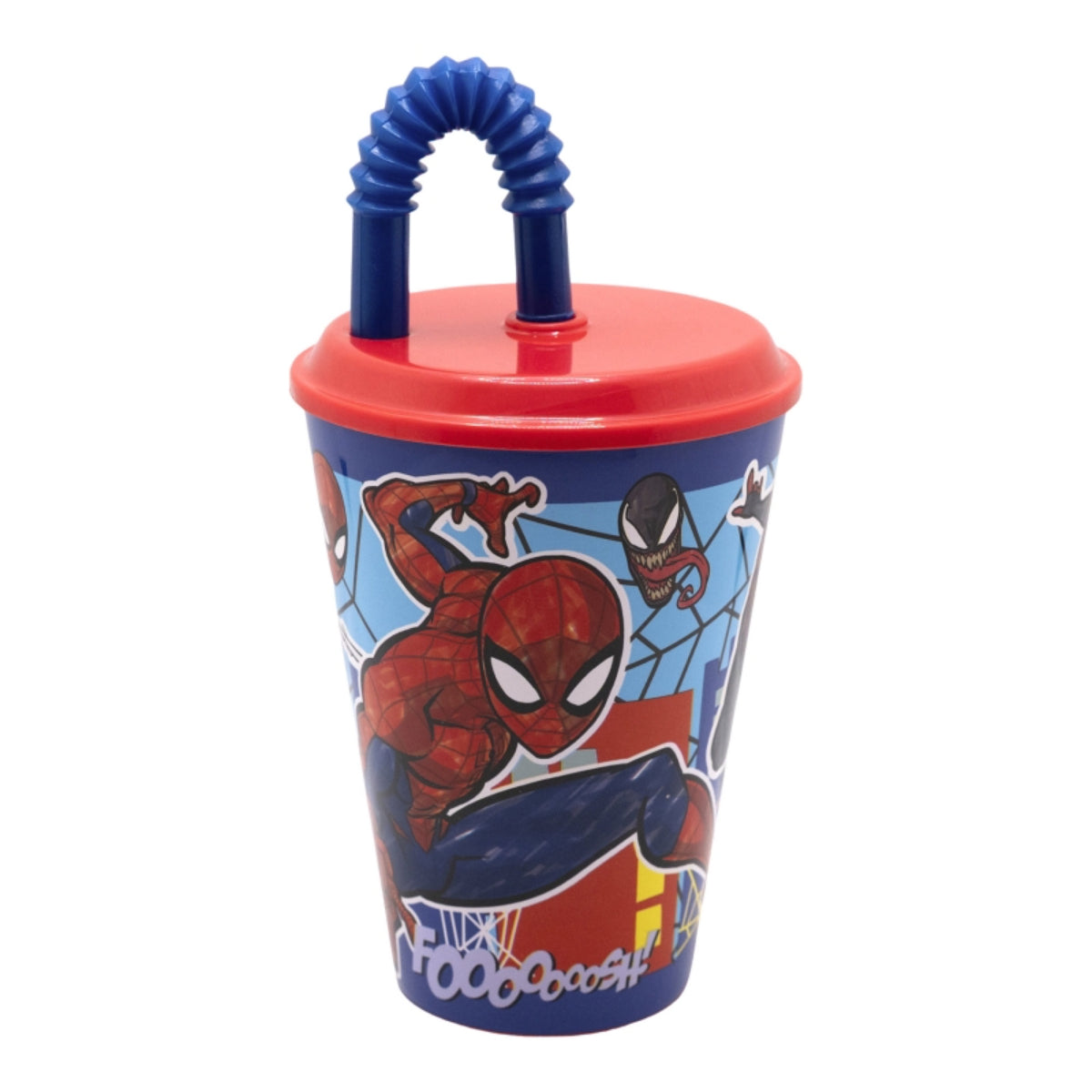 Marvel Spiderman Trinkbecher 430 ml mit Deckel und Strohhalm